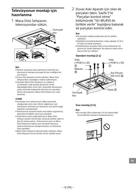 Sony SU-WL450 - SU-WL450 Informations d'installation du support de fixation murale Slov&eacute;nien