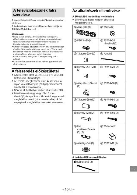 Sony SU-WL450 - SU-WL450 Informations d'installation du support de fixation murale Slov&eacute;nien