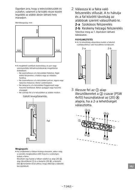 Sony SU-WL450 - SU-WL450 Informations d'installation du support de fixation murale Slov&eacute;nien