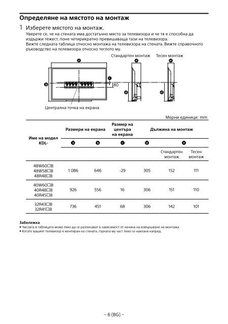 Sony SU-WL450 - SU-WL450 Informations d'installation du support de fixation murale Slov&eacute;nien