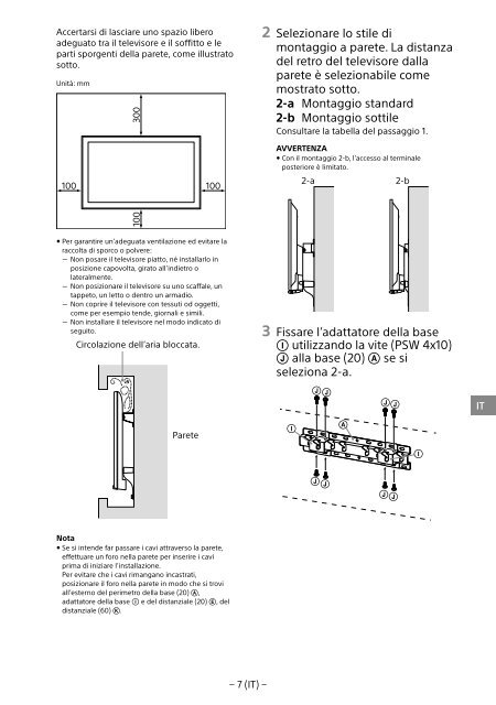 Sony SU-WL450 - SU-WL450 Informations d'installation du support de fixation murale Slov&eacute;nien