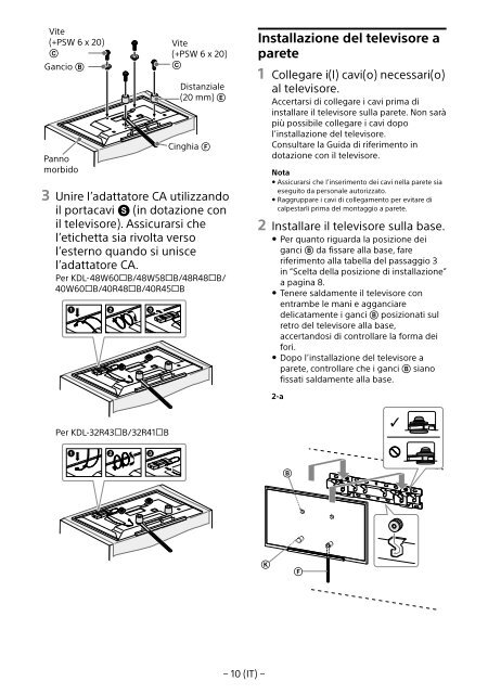 Sony SU-WL450 - SU-WL450 Informations d'installation du support de fixation murale Slov&eacute;nien