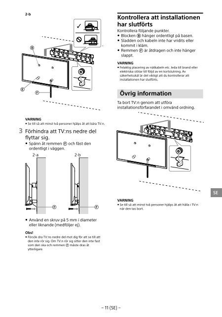 Sony SU-WL450 - SU-WL450 Informations d'installation du support de fixation murale Slov&eacute;nien