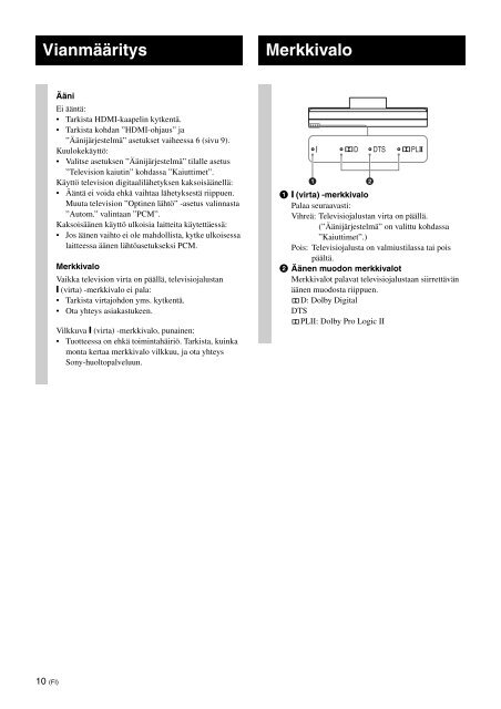 Sony SU-B460S - SU-B460S Consignes d&rsquo;utilisation Finlandais