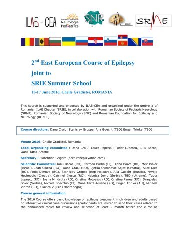 Scoala de vara si al doilea Curs Est European de Epileptologie