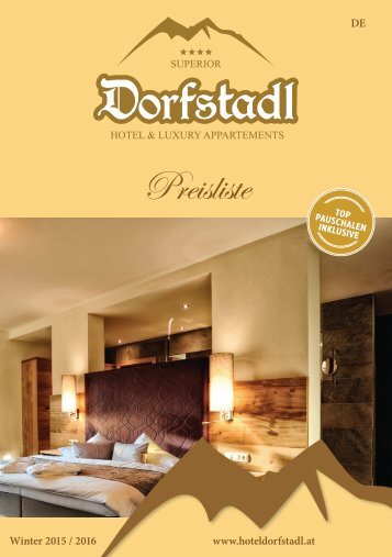 Hotel Dorfstadl Preisliste Winter 15/16 DE