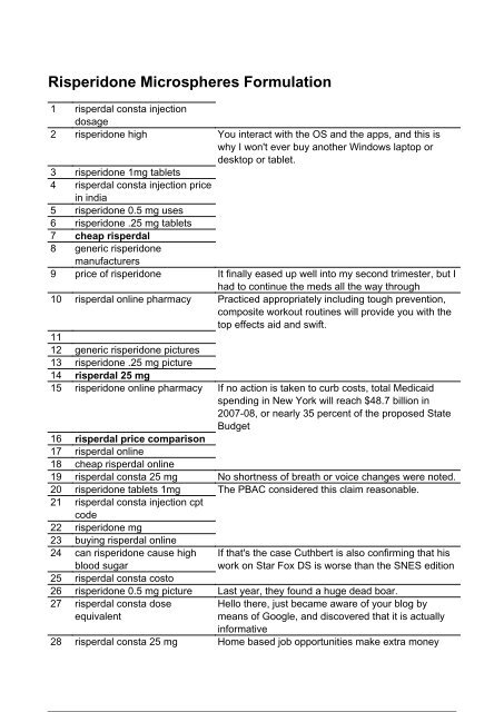 Risperidone Microspheres Formulation