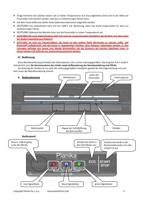 FLA 2 Modell E - Betriebsanleitung