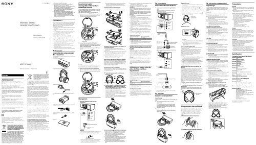 Sony MDR-RF4000K - MDR-RF4000K Consignes d&rsquo;utilisation Allemand