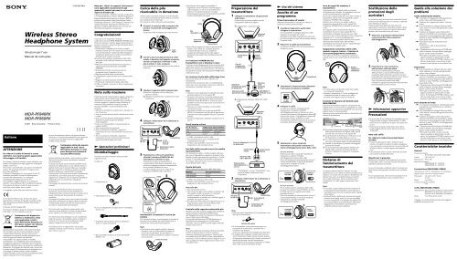 Sony MDR-RF860RK - MDR-RF860RK Consignes d&rsquo;utilisation Italien