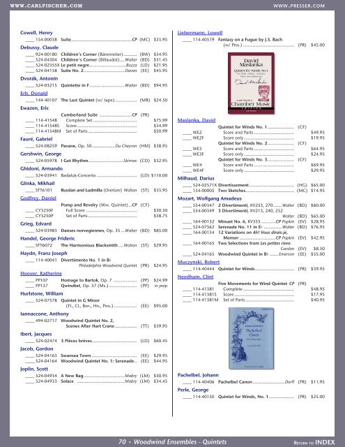 WOODWINDS - the Theodore Presser Company