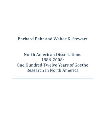 Dissertations - The Goethe Society of North America