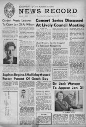 University of Cincinnati News Record. Thursday, January 17, 1963 ...