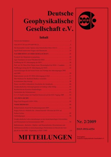 DGG MITTEILUNGEN - Deutsche Geophysikalische Gesellschaft