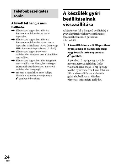 Sony XBA-BT75 - XBA-BT75 Consignes d&rsquo;utilisation Hongrois