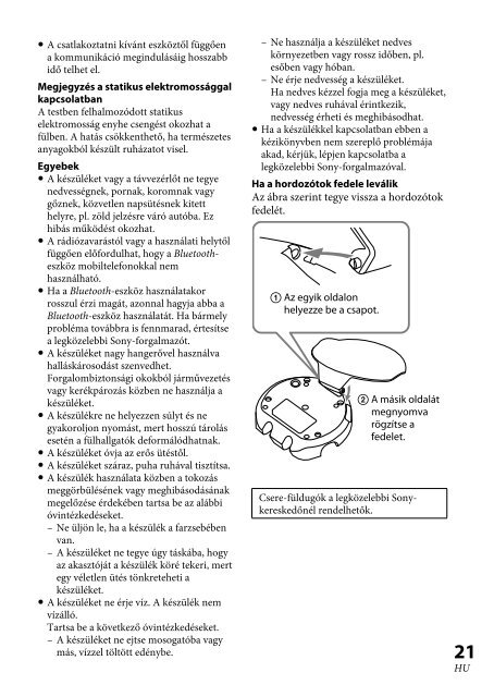 Sony XBA-BT75 - XBA-BT75 Consignes d&rsquo;utilisation Hongrois