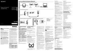 Sony MDR-1RNC - MDR-1RNC Consignes dâutilisation FranÃ§ais