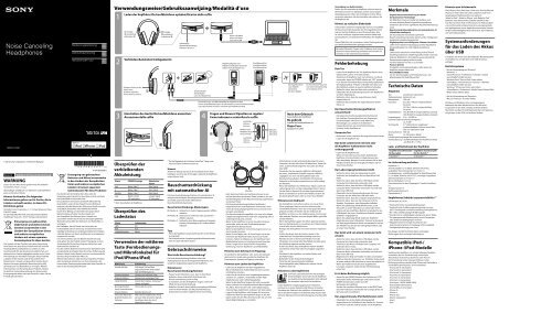 Sony MDR-1RNC - MDR-1RNC Consignes d&rsquo;utilisation Italien