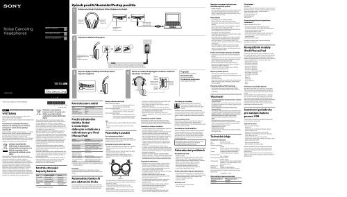 Sony MDR-1RNC - MDR-1RNC Consignes d&rsquo;utilisation Tch&egrave;que