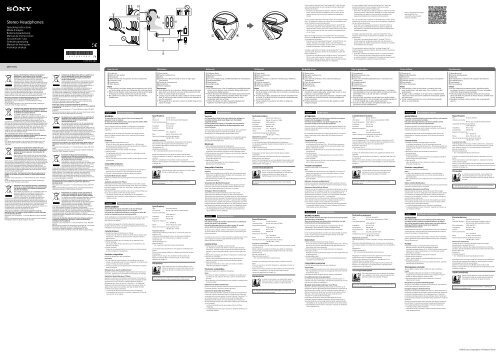 Sony MDR-10RC - MDR-10RC Consignes d&rsquo;utilisation Espagnol