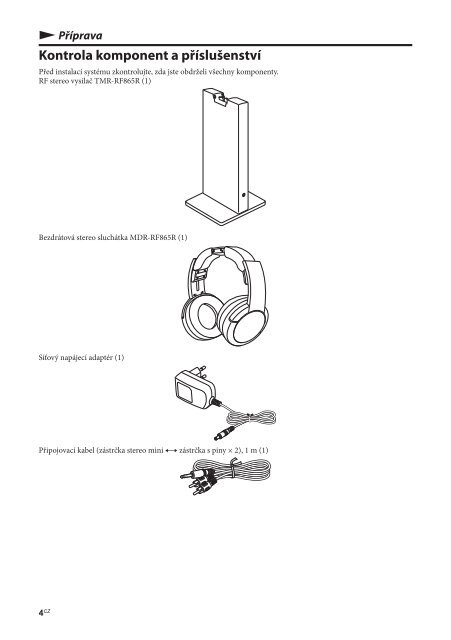 Sony MDR-RF865RK - MDR-RF865RK Consignes d&rsquo;utilisation Tch&egrave;que