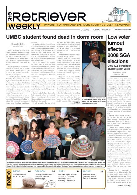 UMBC student found dead in dorm room - The Retriever Weekly