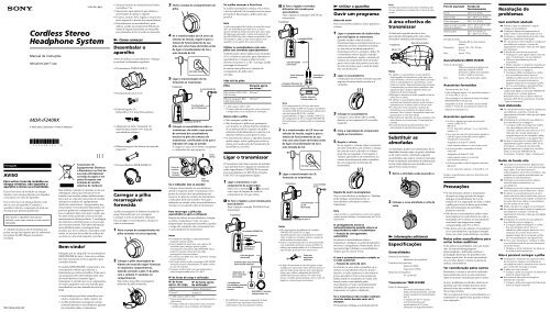 Sony MDR-IF240RK - MDR-IF240RK Consignes d&rsquo;utilisation Portugais