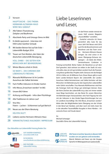 2016 Februar / Lebenshilfe Freising / Tausendfüßler-Magazin