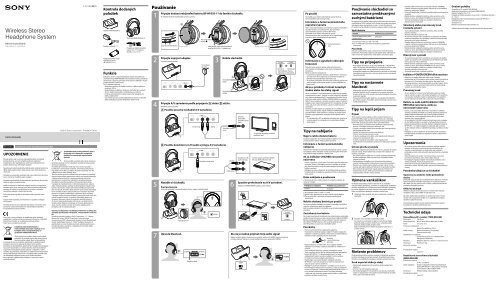 Sony MDR-RF855RK - MDR-RF855RK Consignes d&rsquo;utilisation Slovaque