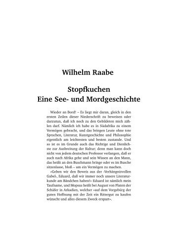 Wilhelm Raabe Stopfkuchen Eine See- und Mordgeschichte