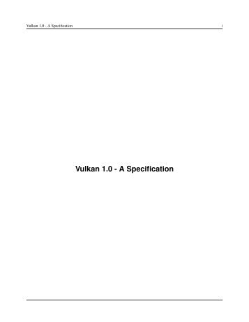 Vulkan 1.0 - A Specification