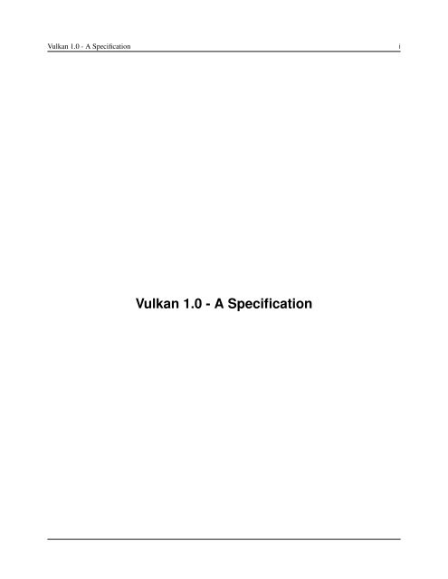 Vulkan 1.0 - A Specification