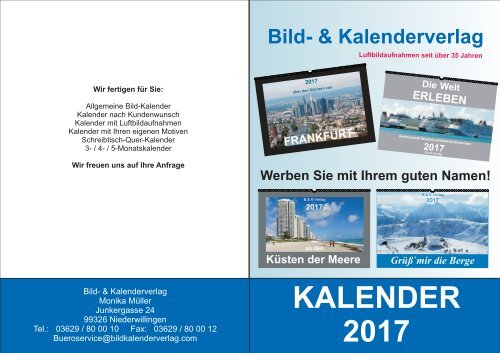 Kalenderbroschüre ohne Preise