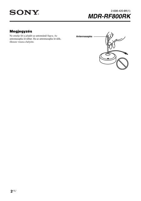 Sony MDR-RF800RK - MDR-RF800RK Consignes d&rsquo;utilisation Hongrois