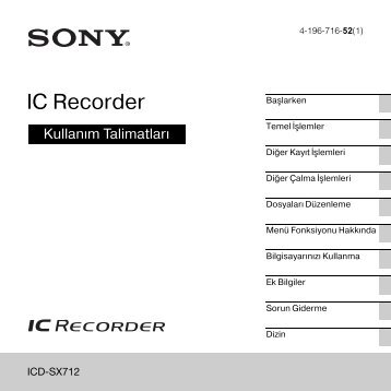 Sony ICD-SX712 - ICD-SX712 Consignes dâutilisation Turc