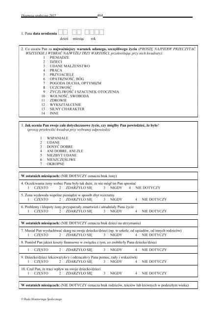 DIAGNOZA SPOŁECZNA 2015