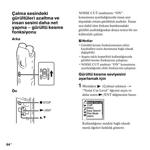 Sony ICD-SX712 - ICD-SX712 Consignes d&rsquo;utilisation Turc