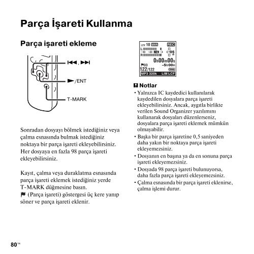 Sony ICD-SX712 - ICD-SX712 Consignes d&rsquo;utilisation Turc