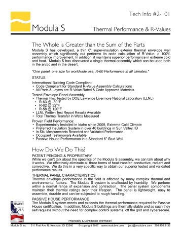 Modula S Tech Info R-Values