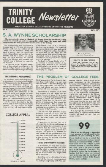 Trinity College Newsletter, vol 1 no 6, May 1971