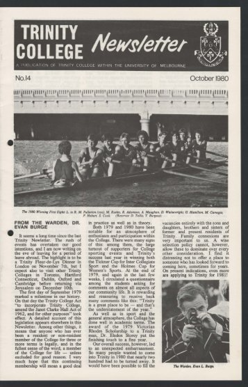 Trinity College Newsletter, vol 1 no 14, October 1980