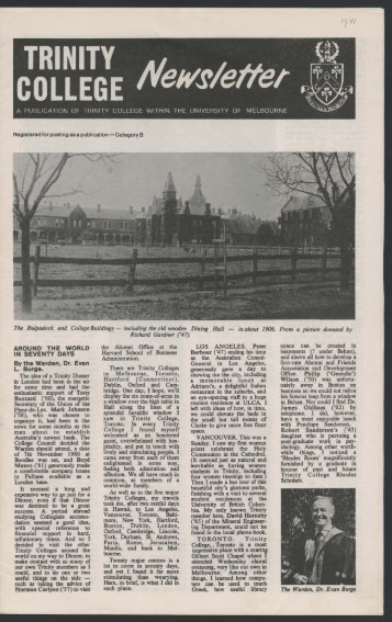 Trinity College Newsletter, vol 1 unnumbered, April 1981