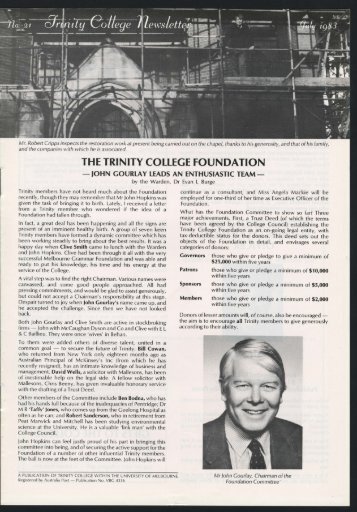 Trinity College Newsletter, vol 1 no 21, July 1983