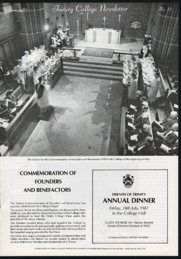 Trinity College Newsletter, vol 1 no 33, June 1987