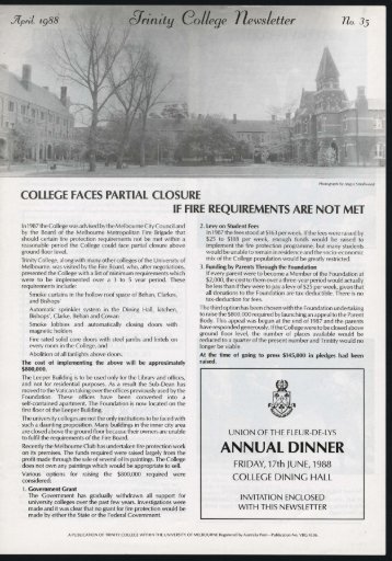 Trinity College Newsletter, vol 1 no 35, April 1988