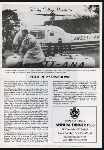 Trinity College Newsletter, vol 1 no 36,  July 1988