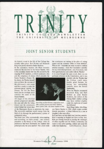 Trinity College Newsletter, vol 1 no 42, November 1990