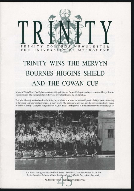 Trinity College Newsletter, vol 1 no 45, December 1992