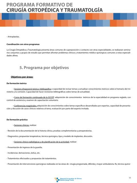 PROGRAMA FORMATIVO DE CIRUGÍA ORTOPÉDICA Y TRAUMATOLOGÍA