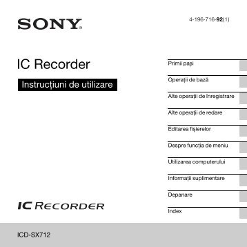 Sony ICD-SX712 - ICD-SX712 Consignes dâutilisation Roumain